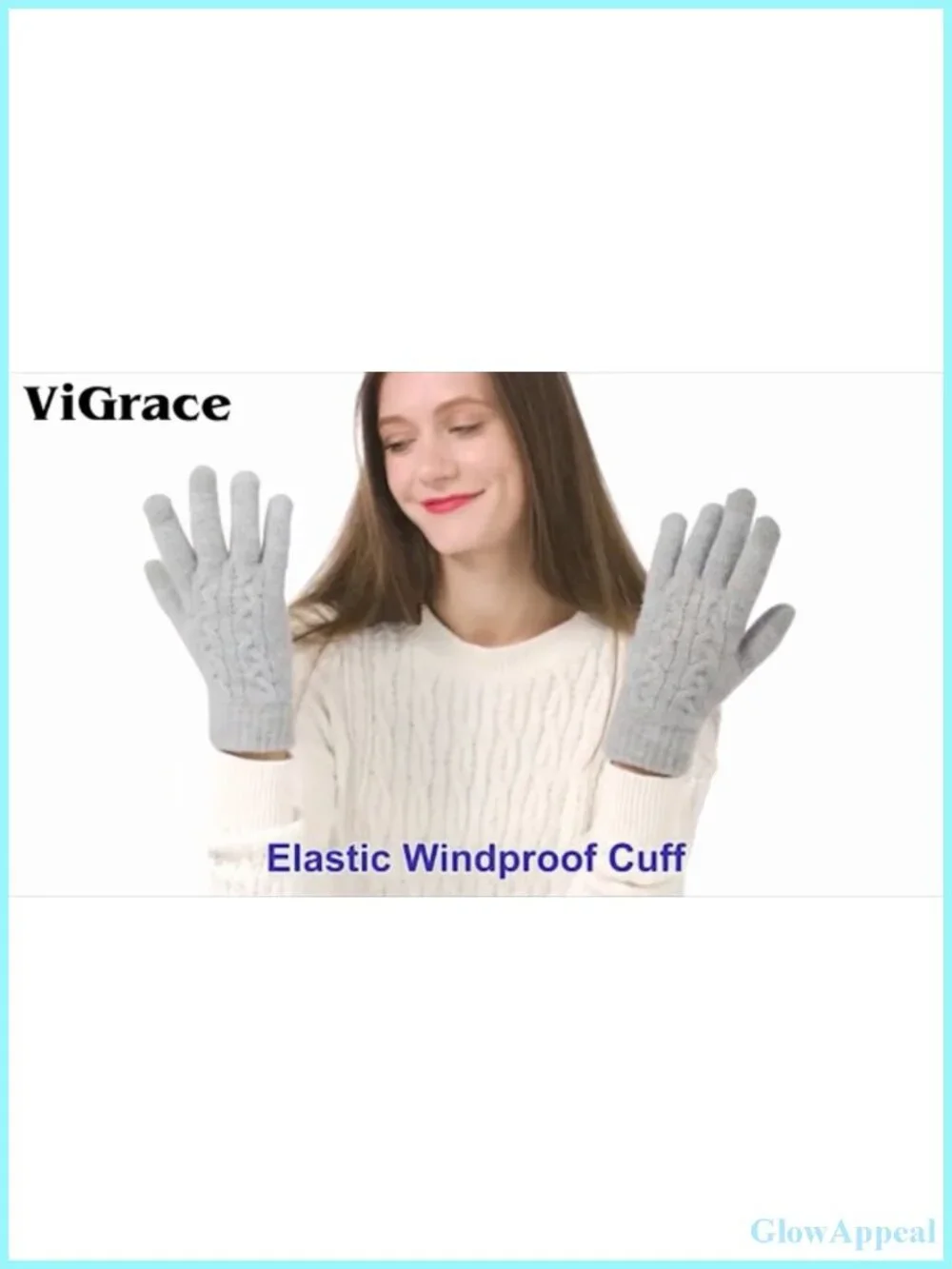 Women's Winter Touch Screen Gloves Cable Knit Wool Fleece Lined Texting Mittens